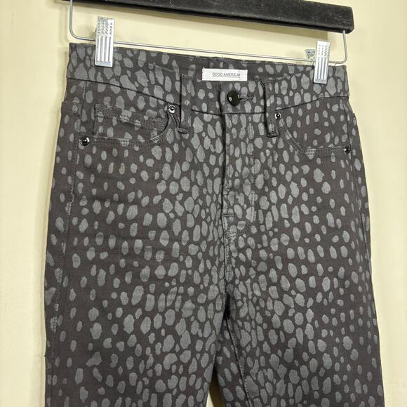 Good American Good Legs Crop Black Grey Jeans Women's Size 00/24 - Picture 4 of 7